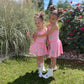 Pink beaded two piece skort set