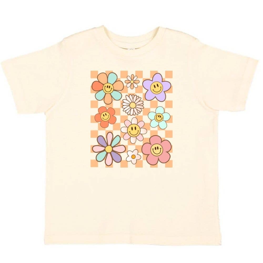 Daisy Doodle Checker Short Sleeve T-Shirt - Kids Spring Tee