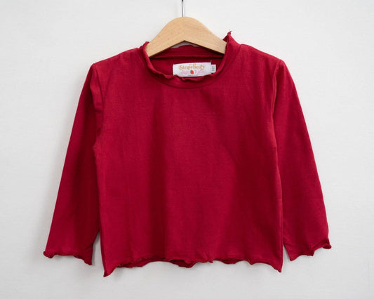Lettuce Hem Girls Long Sleeve Solid Shirt