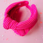 Hot Pink Ribbed Knotted Headband for Girls & Women