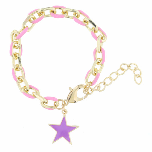 Kids Pink Chain and Lavender Star Bracelet