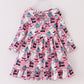 Halloween Pink Hey Boo Ghose Print Girl Twirl Dress