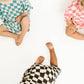 Blue Checkered Waffle Bamboo Shorts Set