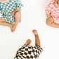 Pink Checkered Waffle Bamboo Shorts Set