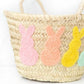 Pastel Rainbow Bunny easter Straw Basket, Bridal Shower Bags