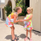 Simply Soft Tank Ruffle Flounce Dress - Neon Sherbet Tie Dye