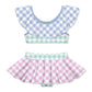 Periwinkle Gingham Ruffle Skirted Bikini