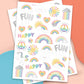 Pastel Rainbow Party Foil Kids Temporary Tattoos, Bday Favor