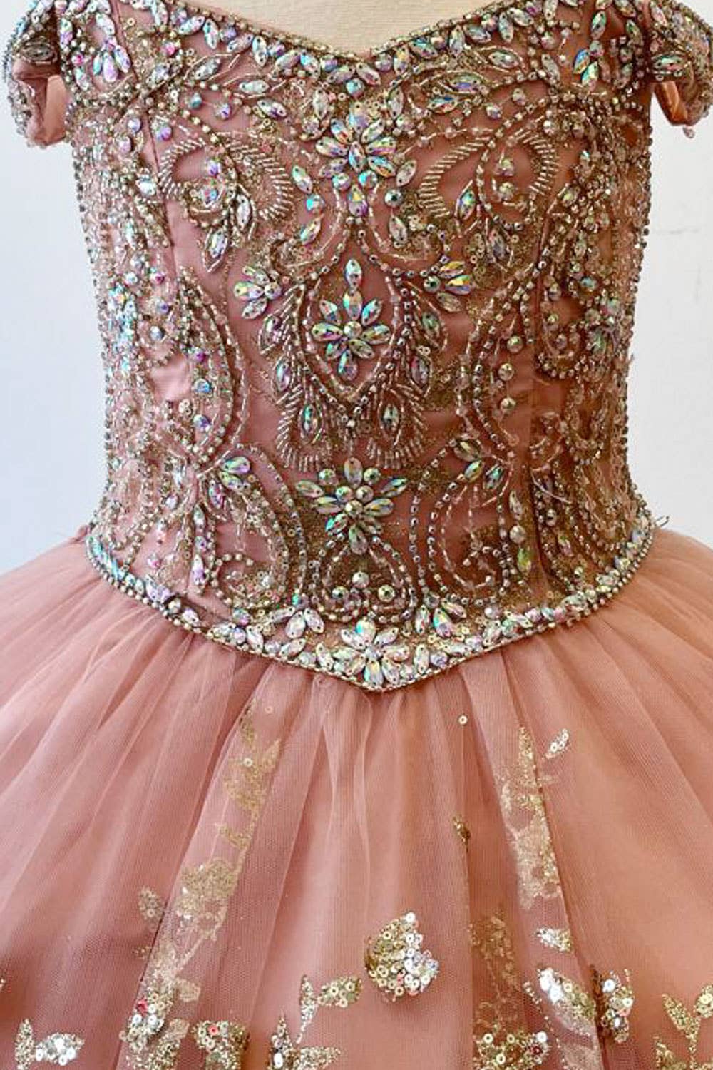 Detachable Train With Stones and Gems Mini Quince Dress