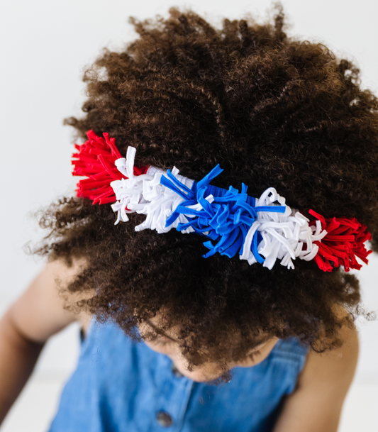 FRINGE HARD HEADBAND: cherry / ocean / white