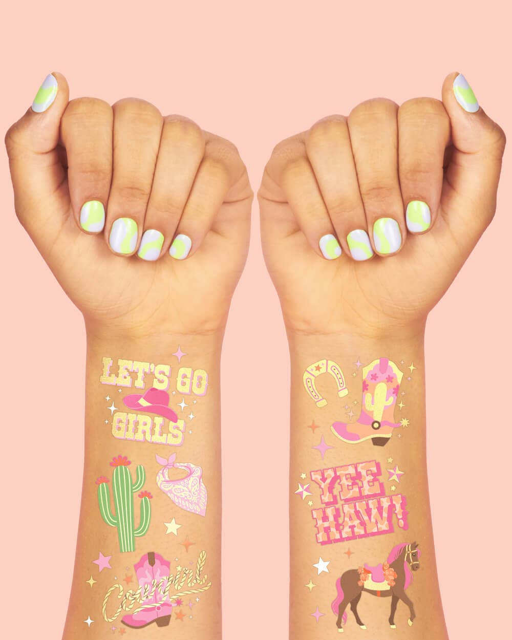 Cowgirl Foil Kids Temporary Tattoos, Bday Party, Activity,