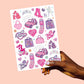 Pink Girl Party Foil Kids Temporary Tattoos, Activity, Favor