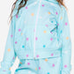 French Terry Easy Zip Hoodie - Ice Mint Pink Stars