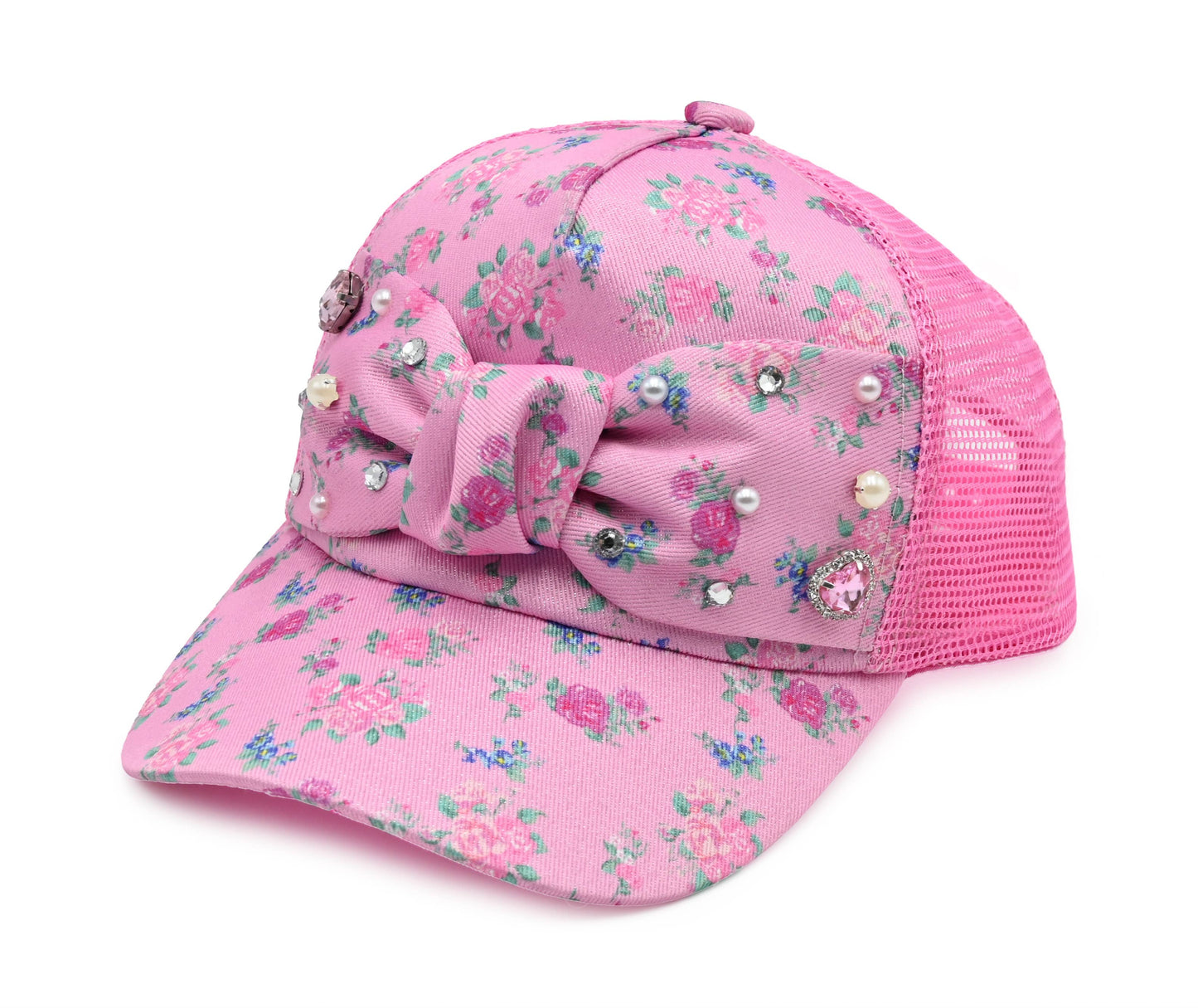 Pink Floral Printed Trucker Hat