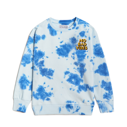 Boys Tie Dye No Bad Vibes Crewneck Sweatshirt