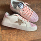 Gold Glitter Star Sneakers Pink Glitter Accent and Laces 