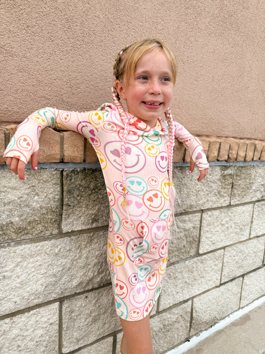 Heart Smilies | Ribbed Hoodie Dress