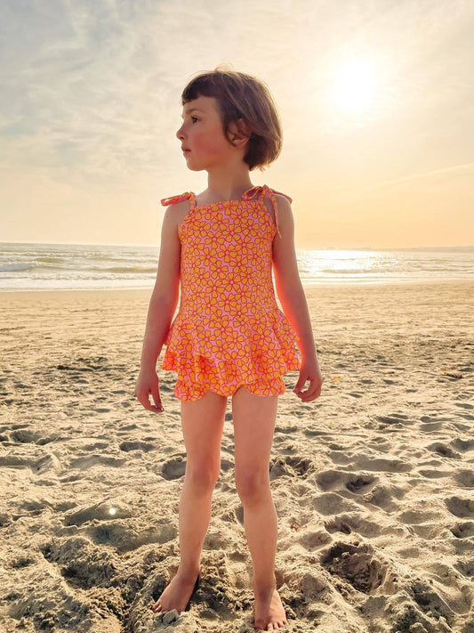 Pink and Yellow Two Piece Ruffle Swimsuit Baby Toddler Girls