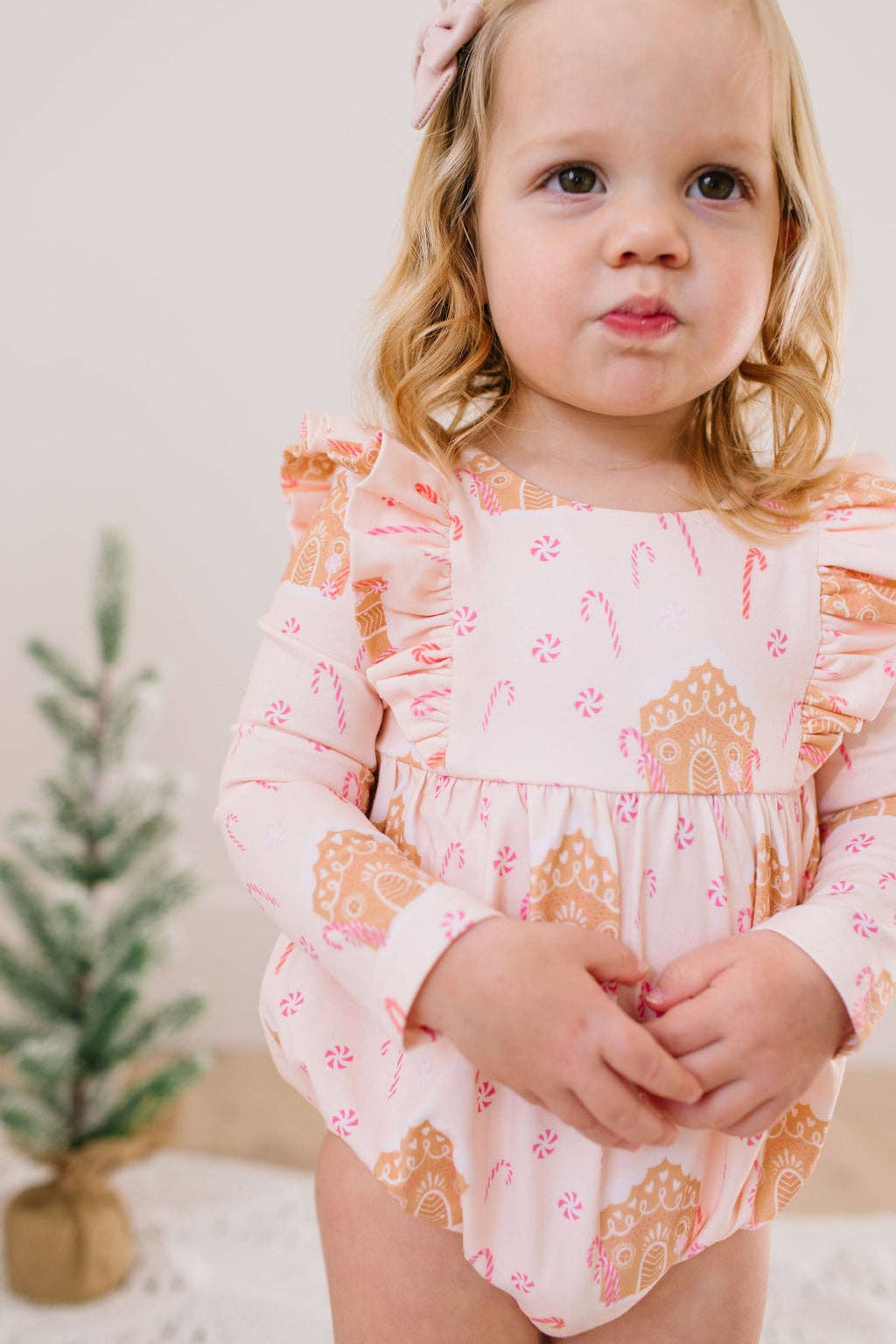 Leah Romper in Gingerbread | Baby Bubble | Christmas