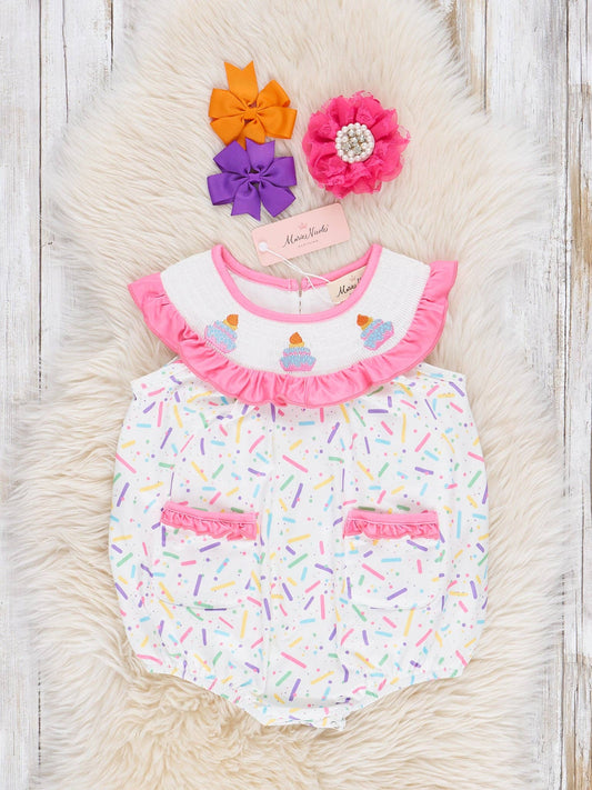 Birthday Sprinkles Smocked Ruffle Bubble