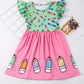 Girls Colorful Crayon Ruffle Flare Dress for back to school