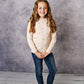 Kids Cream Beige Pom Pom Fall Winter Crew Neck Sweater