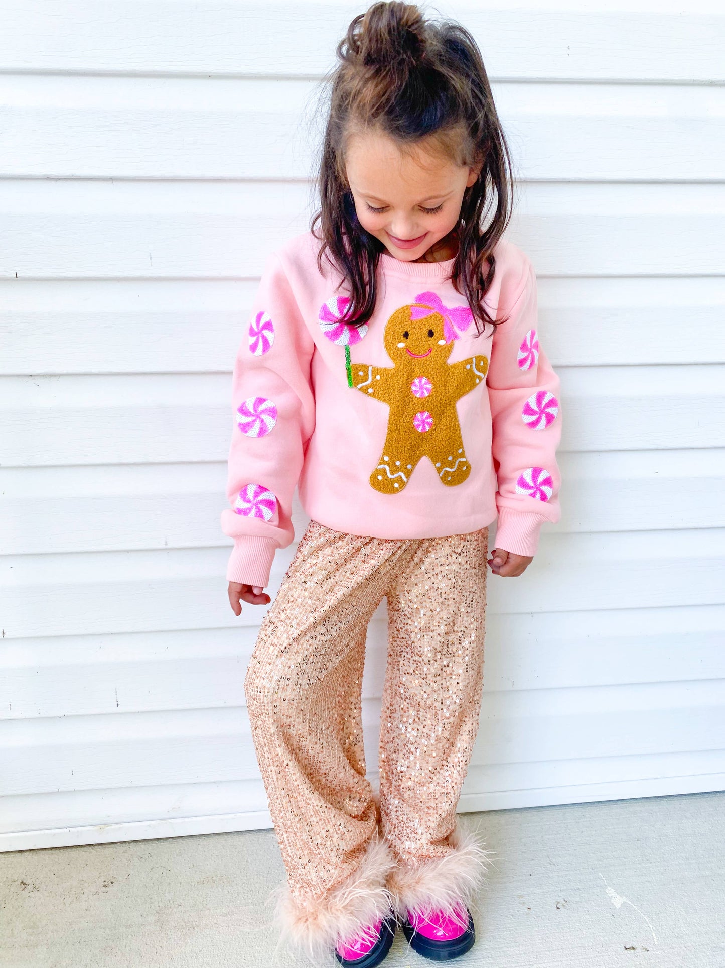 Champagne Sequins Feather Pants