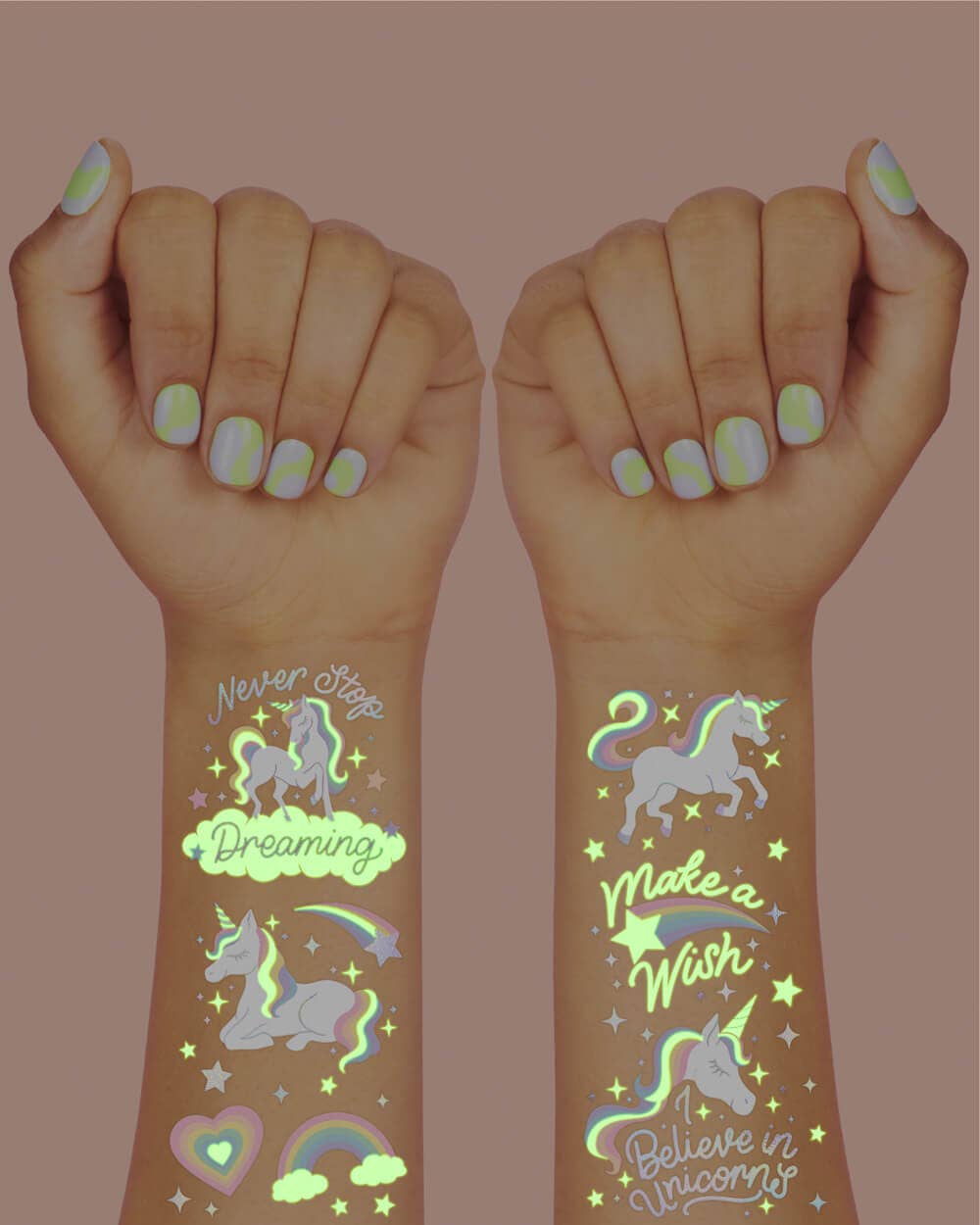 Unicorn Glow In The Dark Kids Temporary Tattoos, Bday Favor