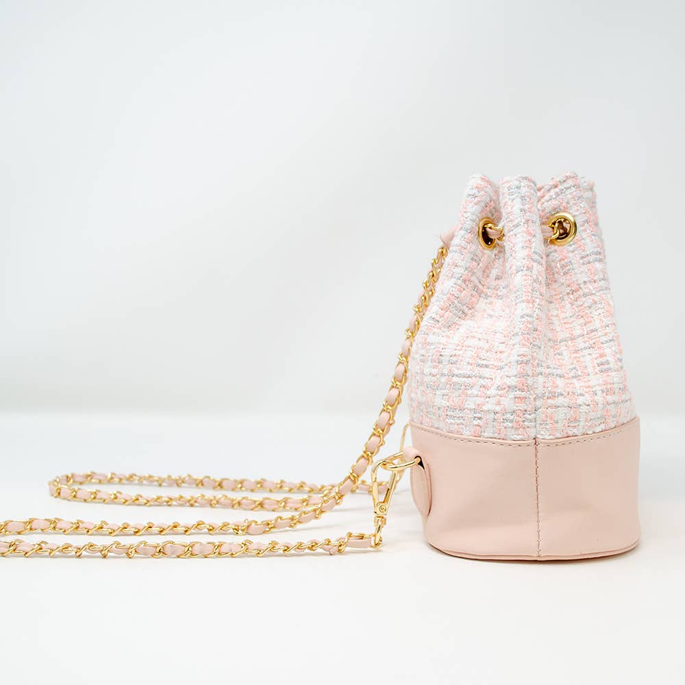 Tweed Drawstring Backpack Bag