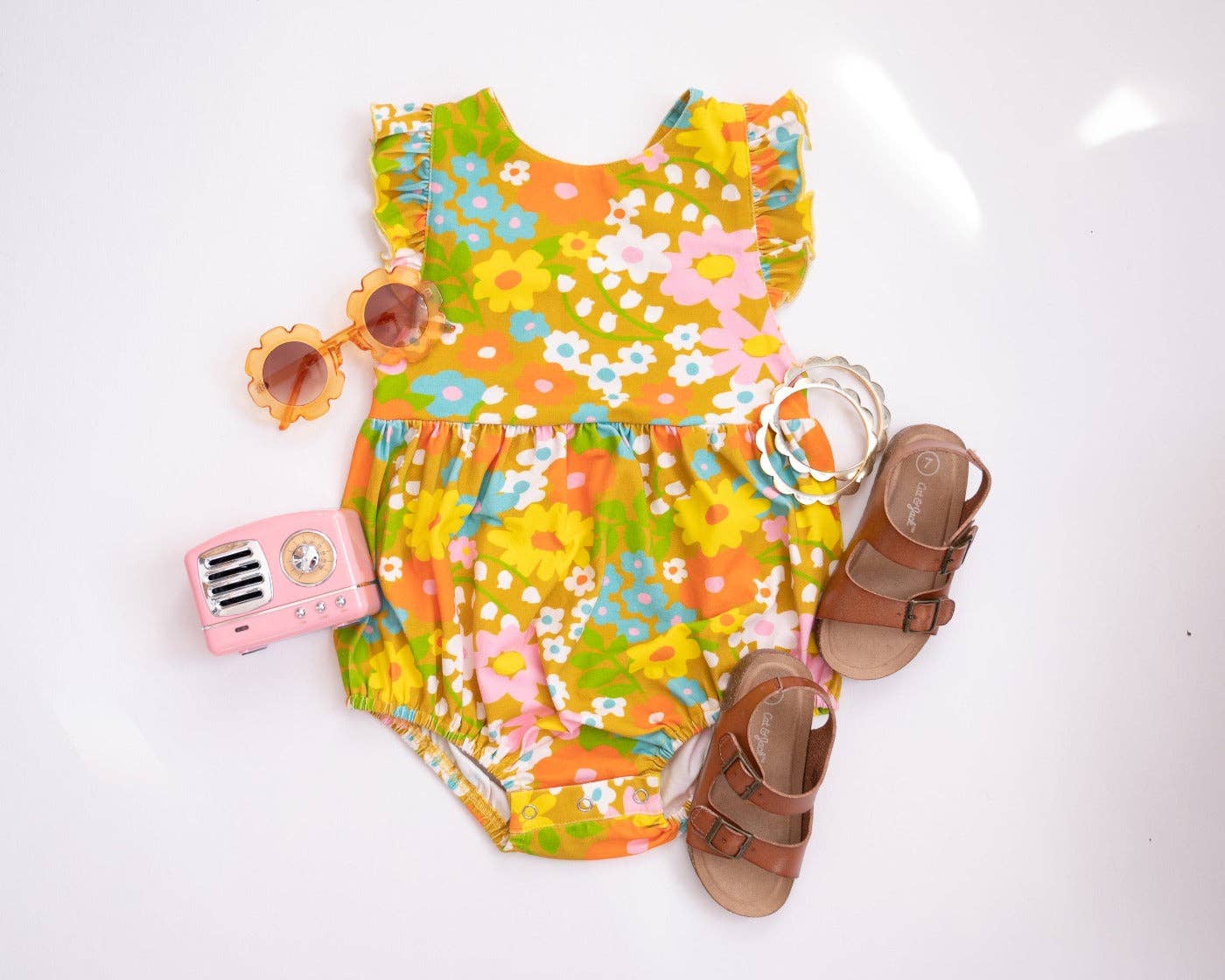Sixties Summer Floral Pinafore Baby Romper - Baby Clothes