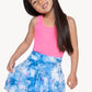 Racerback Tank & Shirred Waist Skort - Denim Pink Bolts