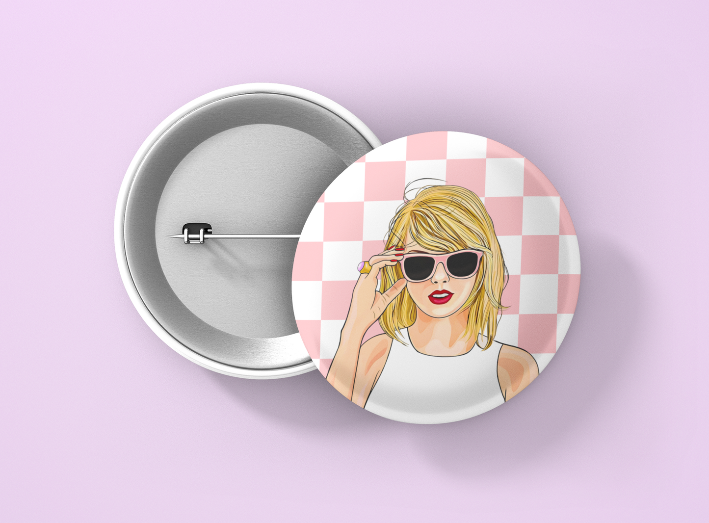 Pink Checker Taylor Button