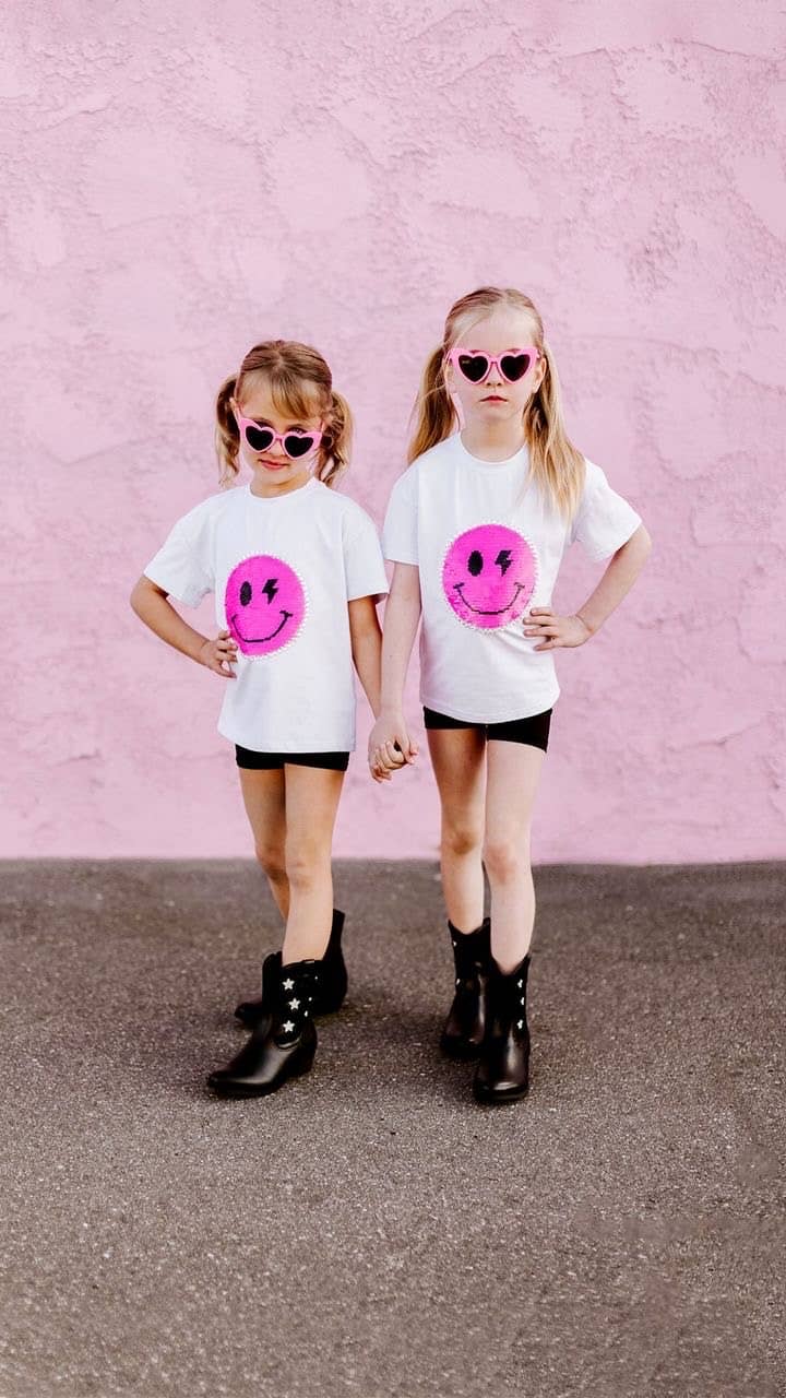 Catch Ya on the Flip Side - Girls Patched Sequins T-Shirt