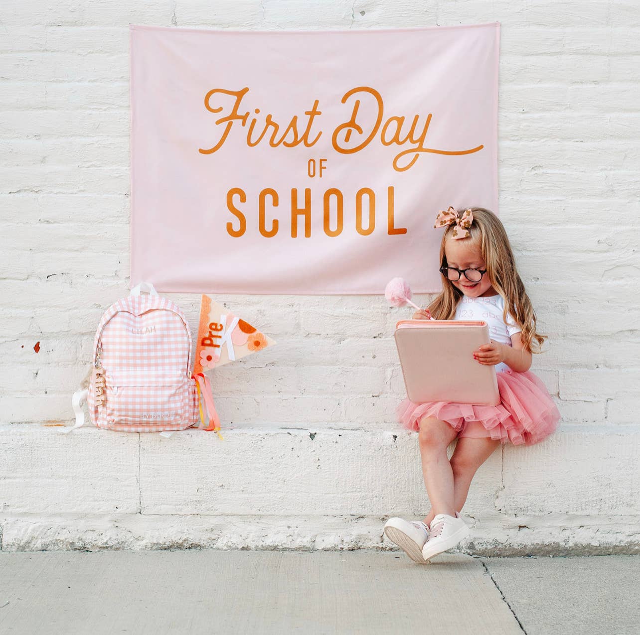 {Pink & Gold} First Day of School Banner