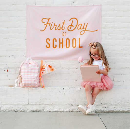 {Pink & Gold} First Day of School Banner