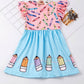 Girls Colorful Crayon Ruffle Flare Dress for back to school