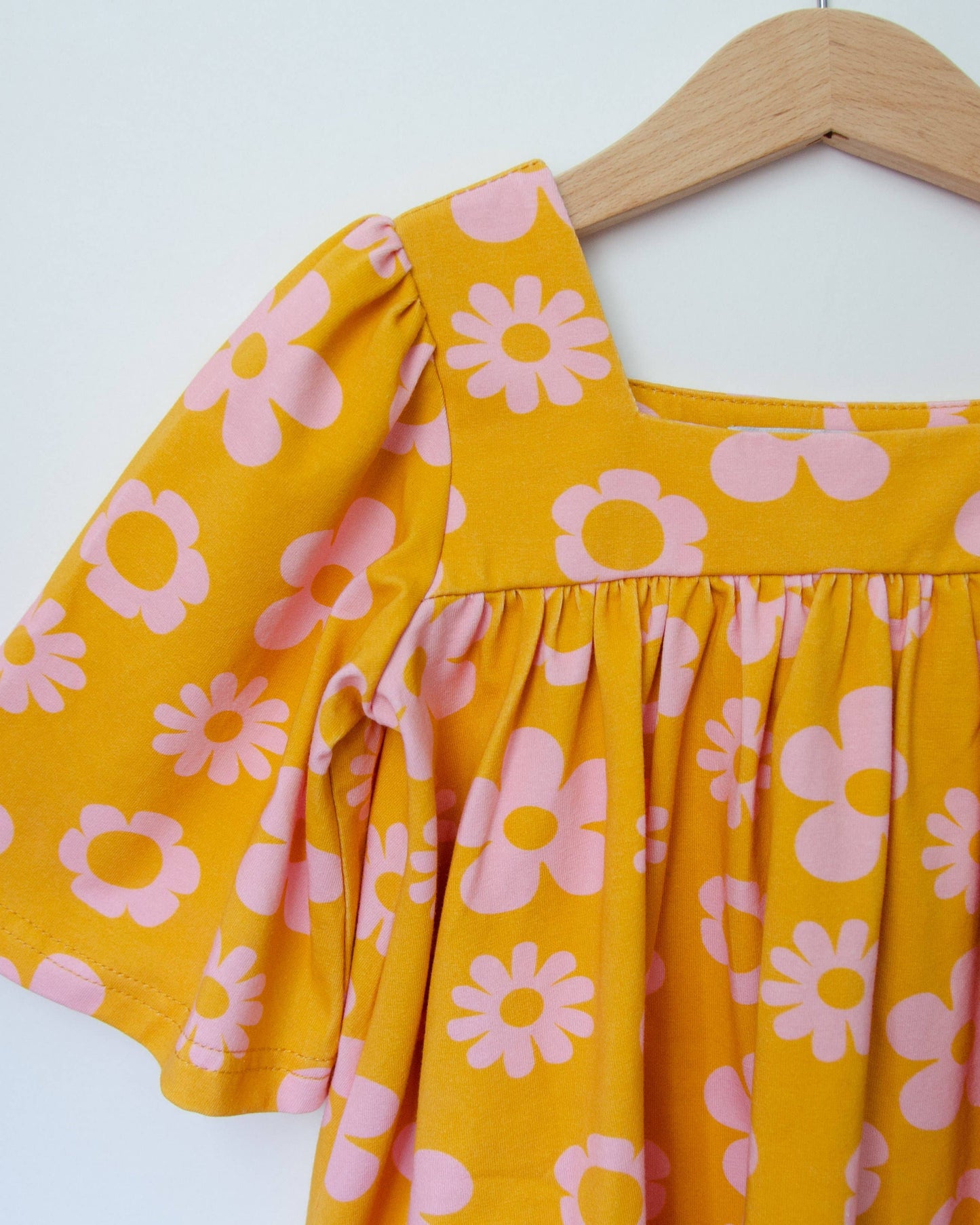 Retro Mustard Bell Sleeve Top Two Groovy Birthday Top