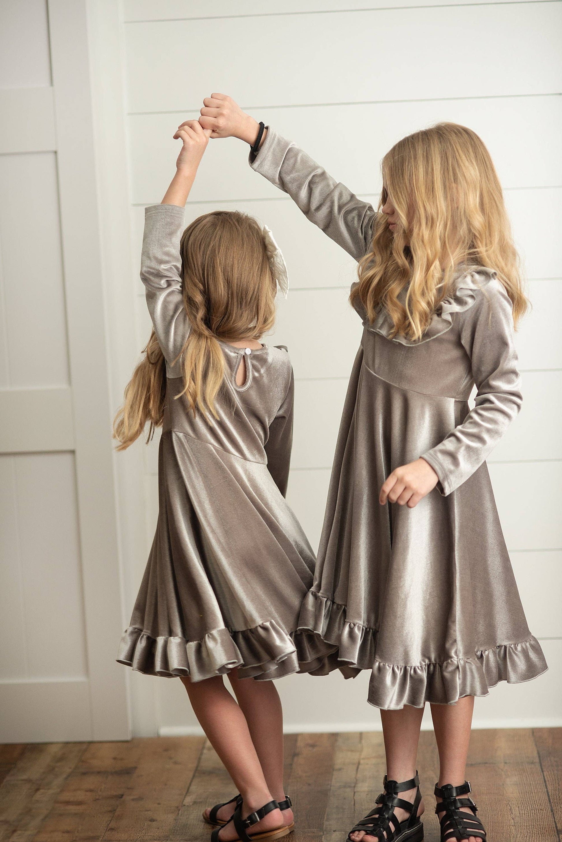 gray velvet dress Strapless Maxi with Draped Cascade Skirt elegant spaghetti straps prom dress with double sexy slits. Camille Grey Velvet Dress 12