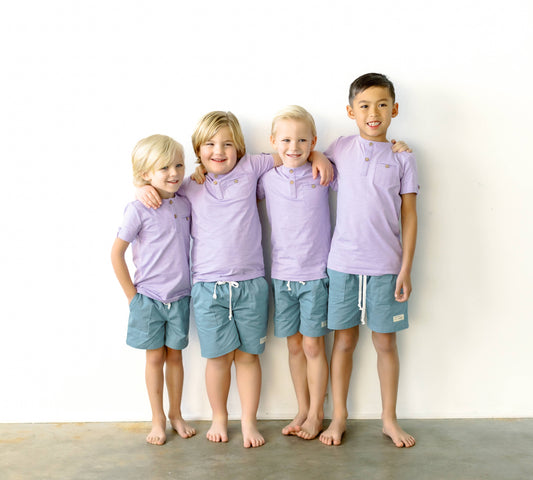 Boys Lavender Short Sleeve Shirt, Soft, Buttons