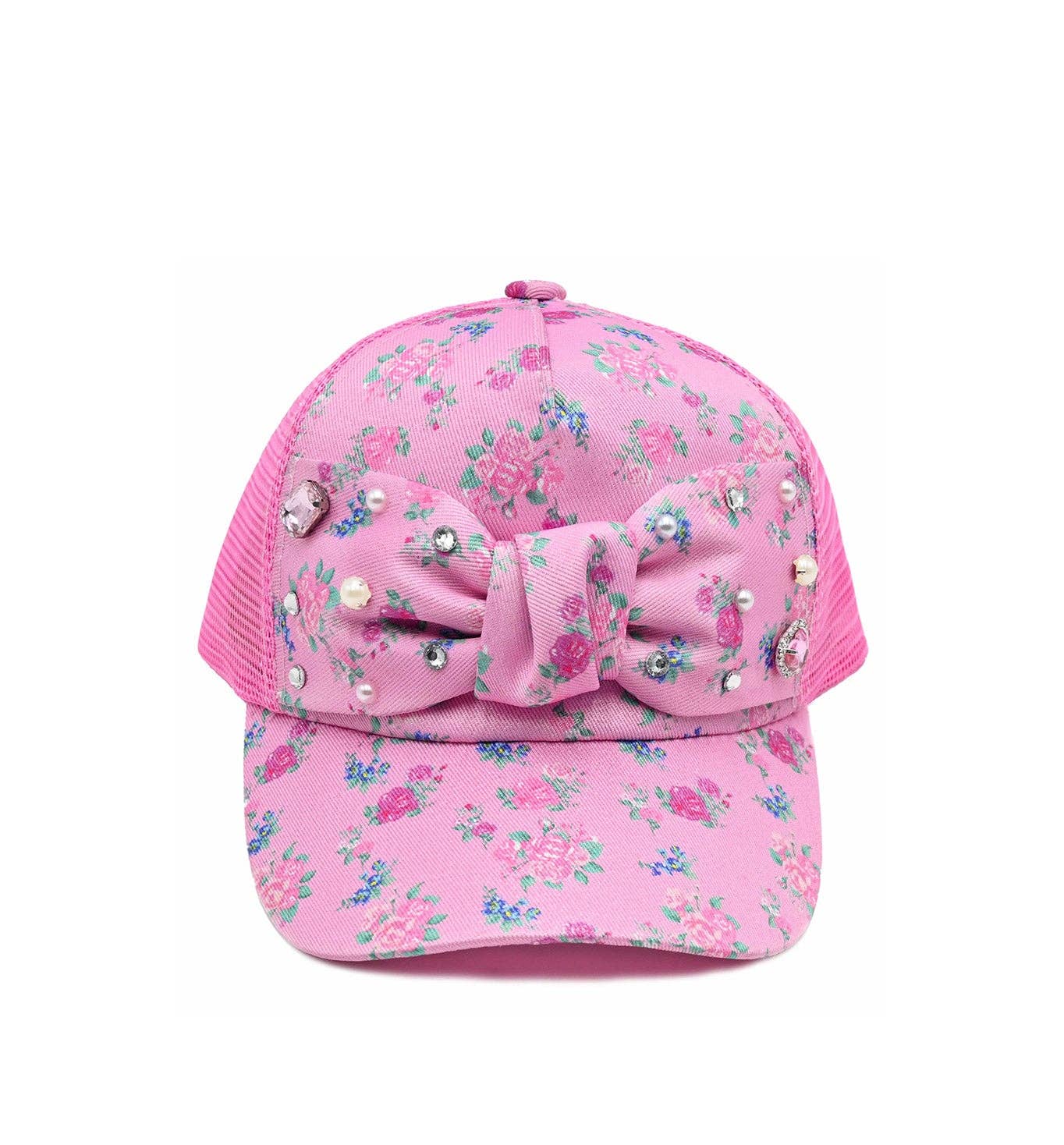 Pink Floral Printed Trucker Hat