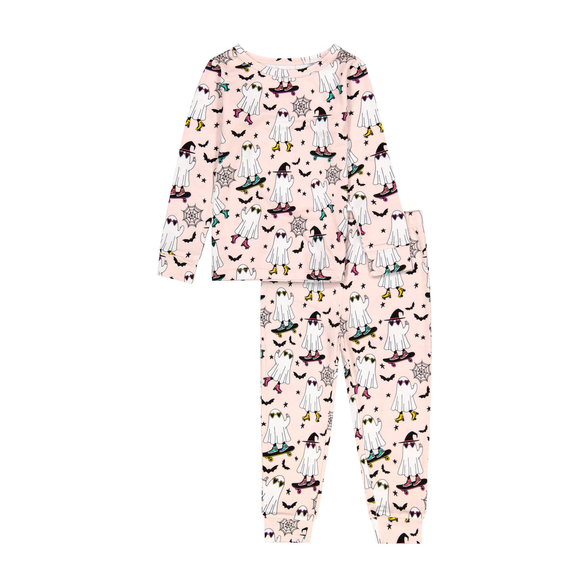 Kids Bamboo Pajamas -Ghouls Night out - Halloween - Coral