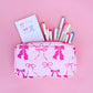 Pink Bows Nylon Cosmetic Zipper Bag