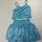 Blue metalic skort set