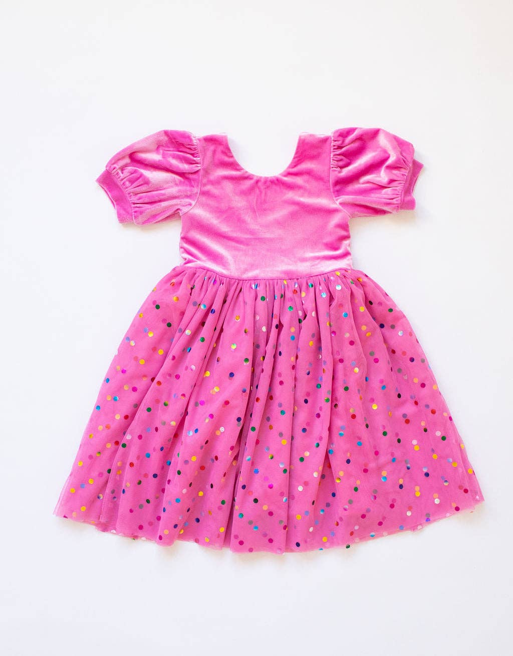 Diana Puff Dress in Bubblegum Confetti | Girls Luxury Dress