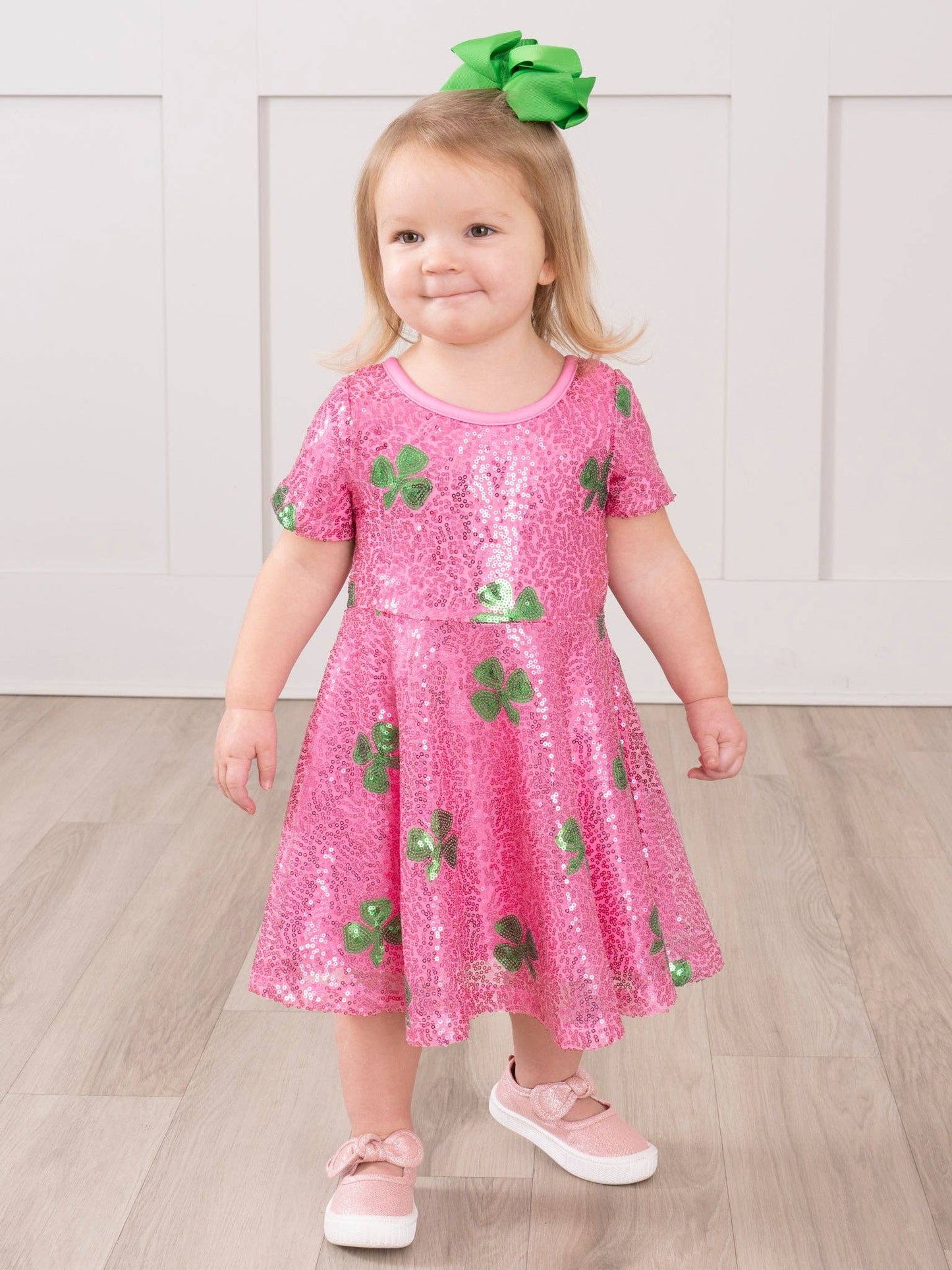 Pink Sequin Shamrock Dress
