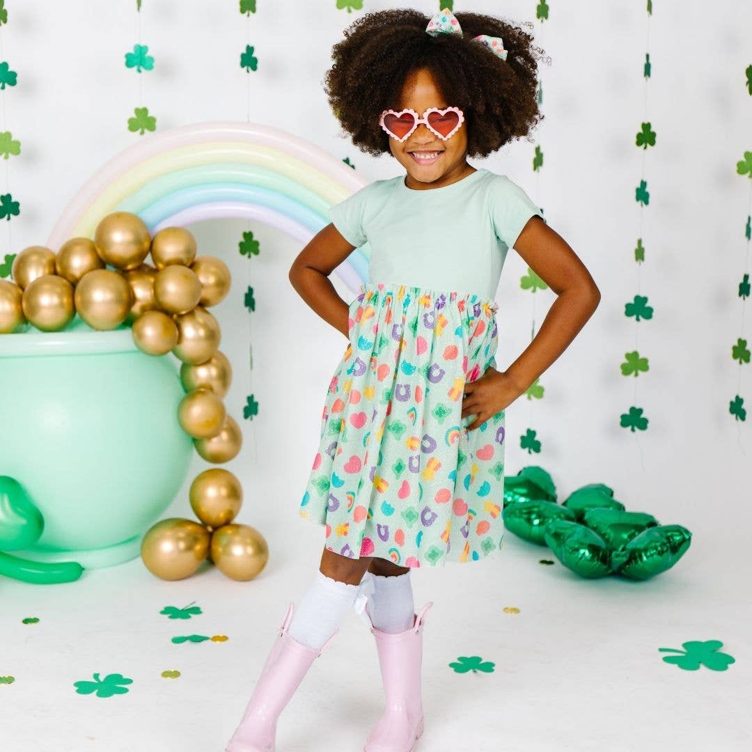 Lucky Charm St. Patrick's Day Short Sleeve Tutu Dress - Kids