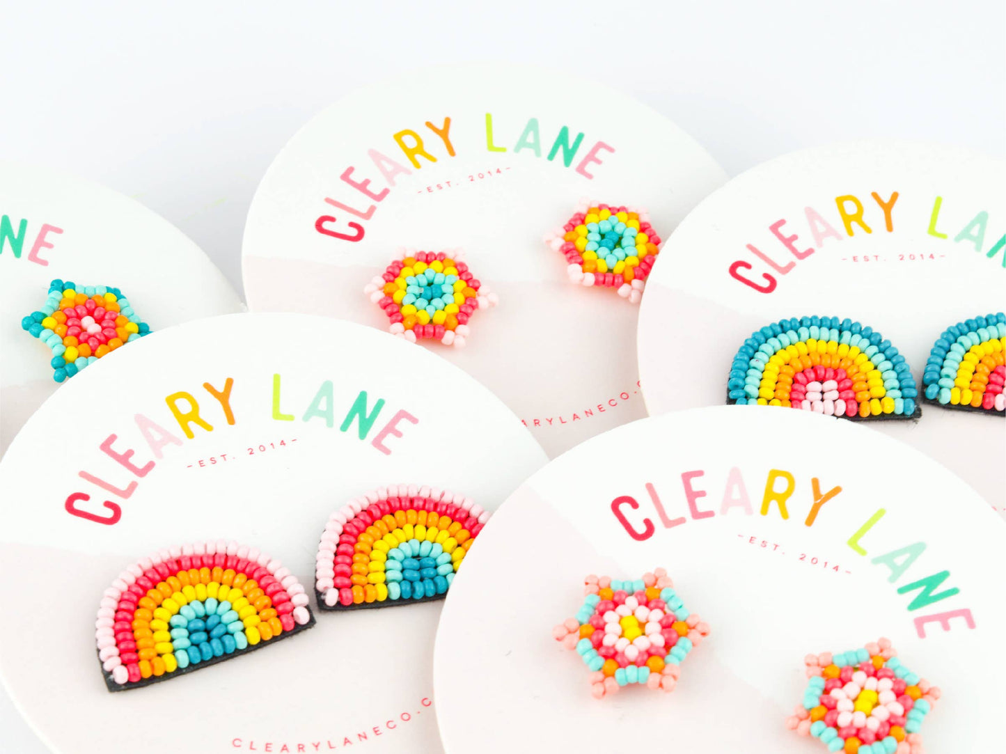 Beaded Flower Stud Earrings | Pink & Orange