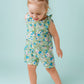 Blue & Green Flower Power Summer Romper Baby Toddler Girl