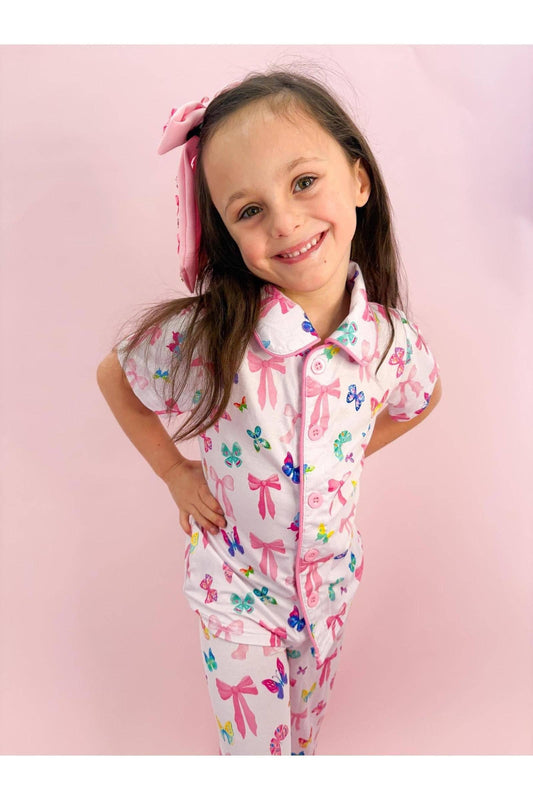 Bow and Butterfly Print Bamboo Feather PJs