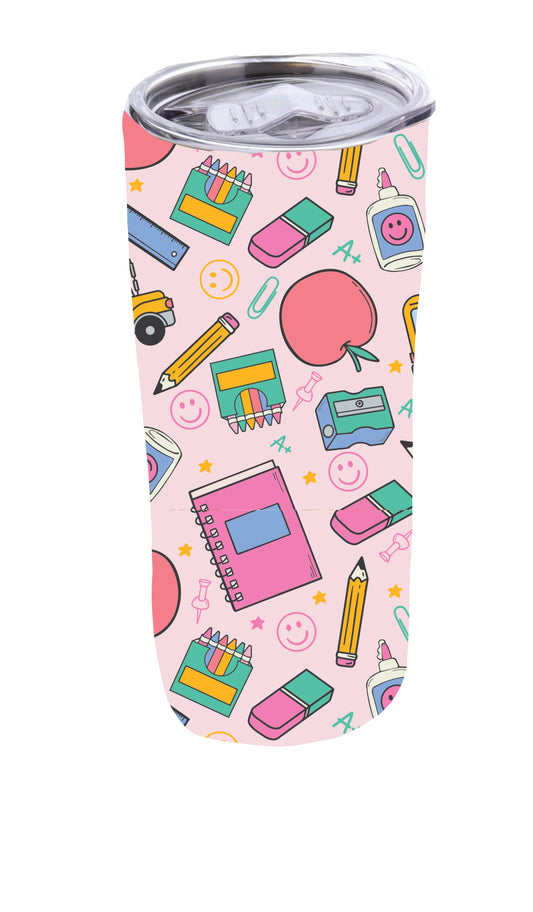 School Days 20 Oz. Skinny Tumbler With Lid And Straw